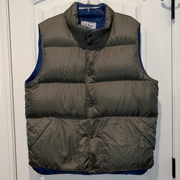 L.L. Bean Other - Army Green LL Bean, Goose Down Snap Close Puffer Vest Men’s Size Large Tall